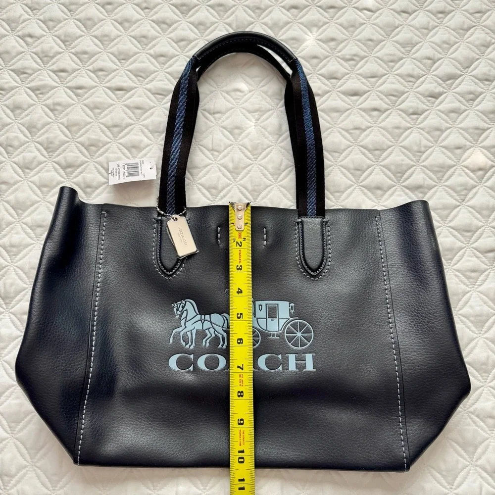 NWT Coach Derby Tote Bag Embossed Horse Carriage Silver/Midnight Navy Multi - Picture 5 of 13